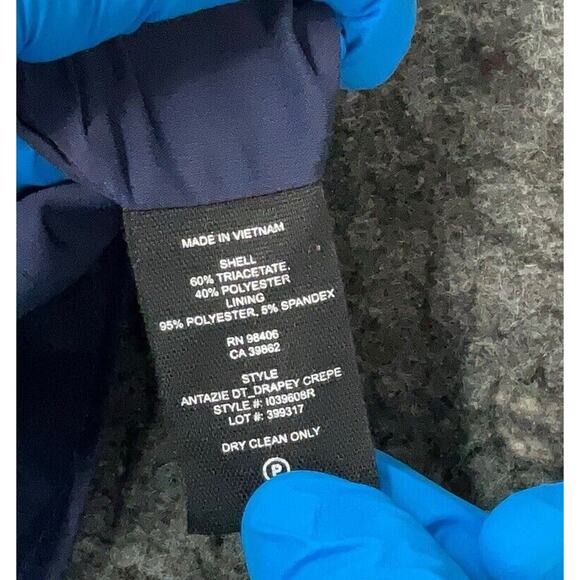 NWT Theory Antazie DT Drapey Crepe Navy Blue Short Sleeve Lined Dress Size 10 - Picture 4 of 4